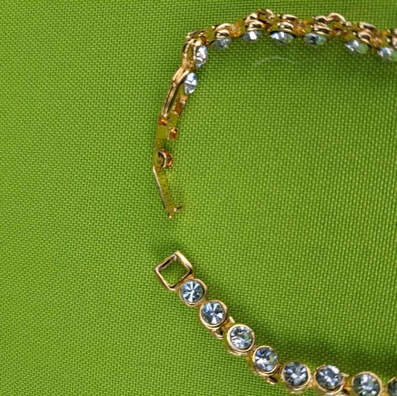 Gold Tone Tennis Bracelet with Crystals - Picture 4 of 6